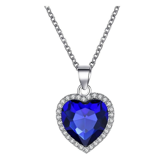 Heart Of The Ocean Gemstone Necklace - Classic Temperament Heart Shaped Pendant for and Style