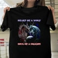 thumbnail image 1 of Heart Of Wolf Soul Of A Dragon Graphic Unisex T-Shirt, Fantasy Aesthetic Halloween Gift G0998, Up to Size 5XL, 1 of 2