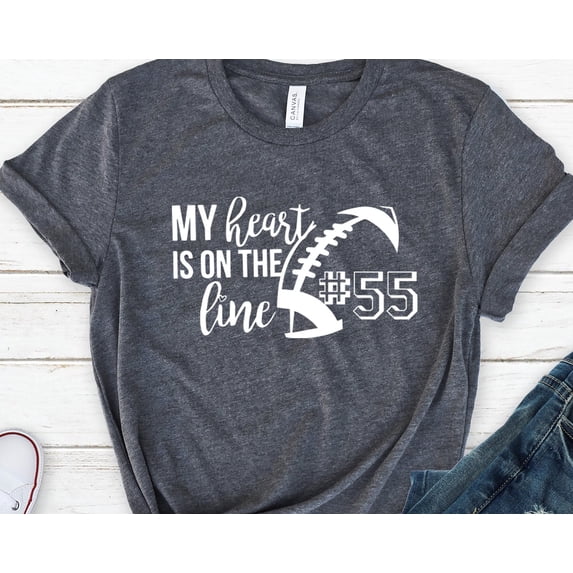 Heart On The Line Football TShirt Custom Football Shirts Personalization Football Tees Mom
