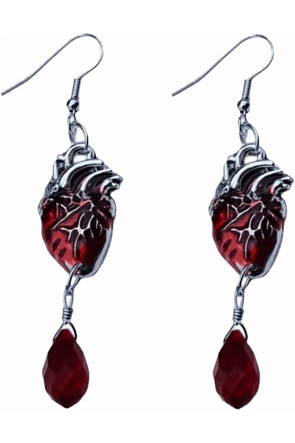 Heart Organs Halloween Earrings Gothic Human Heart Dangle Earring Creepy Drop Earrings Fashion Jewelry Gifts for Women Female