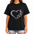 thumbnail image 1 of Heart Outline Breast Cancer Awareness Ribbon Graphic Short Sleeve T-Shirt for Women, 1 of 6