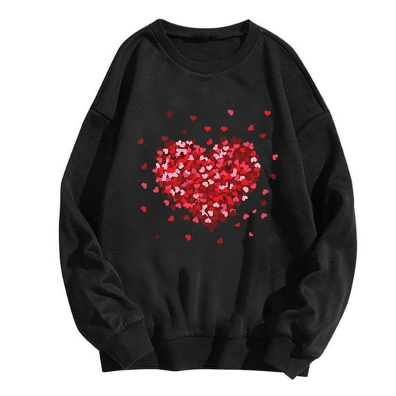 Heart Oversized Sweatshirts for Women Valentines Day Casual Crewneck Long Sleeve Pullover Cute Tops