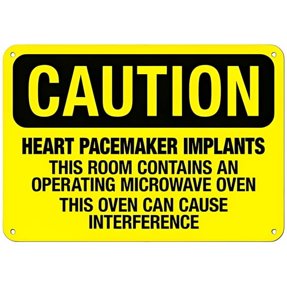 Heart Pacemaker Microwave Oven Warning Sign NO.27640 - 12×8 Inches, Metal Tin Sign, Clear Warning for Home & Business Use