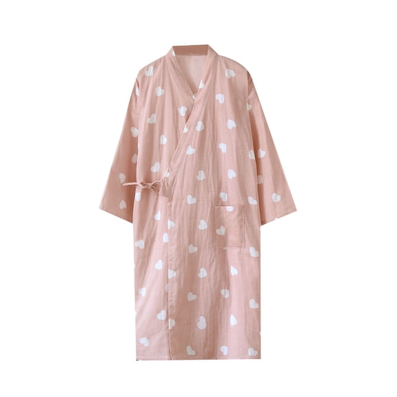 Heart Pajamas for Women,Fleece Robe Long Bathrobe with Pockets Button Down Nightgowns Soft Flannel Bathrobes Long Sleeve House Dress Sleepwear