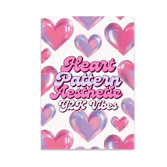 Heart Pattern Aesthetic Y2K Vibes - Nostalgic Decor Enthusiast - 13x19 Poster Print
