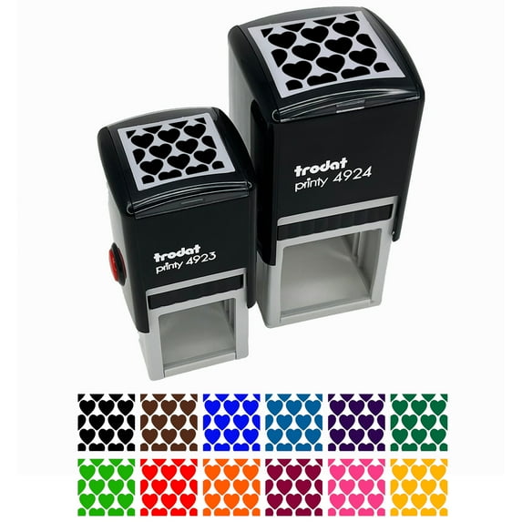 Heart Pattern Background Self-Inking Rubber Stamp Ink Stamper - Orange Ink - Small 1 Inch