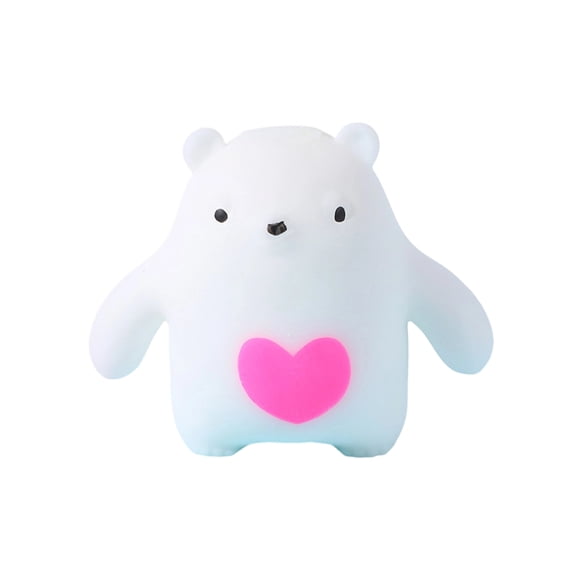 Heart Pattern Bear Squeeze Tool, Stress Relief Decompression Tool, Soft Teddy Bear Sensory Item, Anxiety Reducing Hand Tool,White
