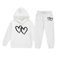 thumbnail image 1 of Heart Pattern Children's Middle And Large Children's Long Sleeved Letter Print Hooded Top Sweater Pants Set Size 8 Girls Clothes, 1 of 3