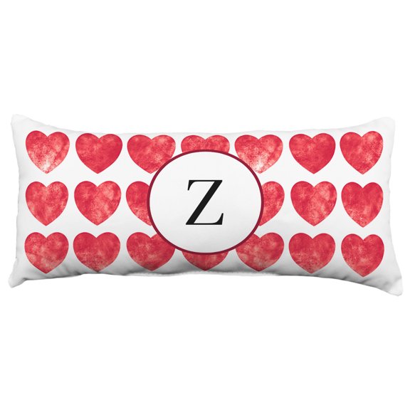 Heart Pattern Monogram Decorative Pillow - 16" x 6", Z