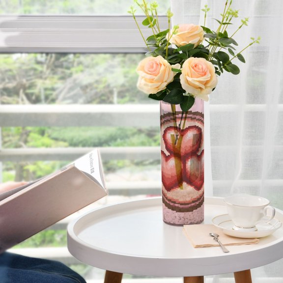 Heart Pattern Plastic Vase 11.8'' x 3.9'' Transparent Non Breakable Decorative for Family