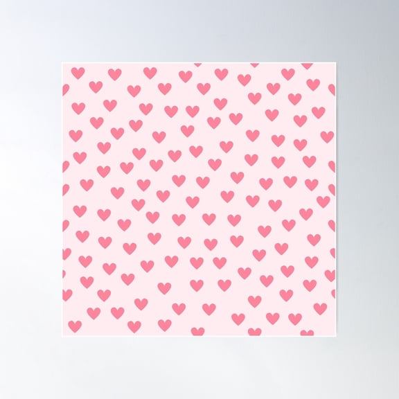 Heart Pattern. Seamless Romantic Background Poster Wall Art, Modern Wall Decor For Living Room Bedroom, 24x24 UNFRAMED