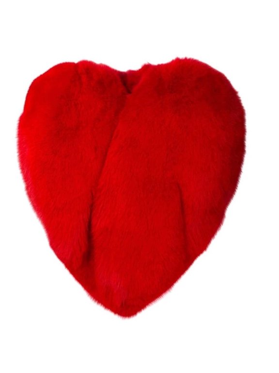 Heart Pattern, Sleeveless, Faux Fur Outerwear Jackets (Women's)