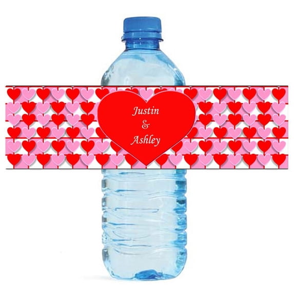 Heart Pattern Wedding Anniversary Engagement Party Bridal Shower Water Bottle labels Birthday Party Bridal Shower Easy to Use Self Stick Labels