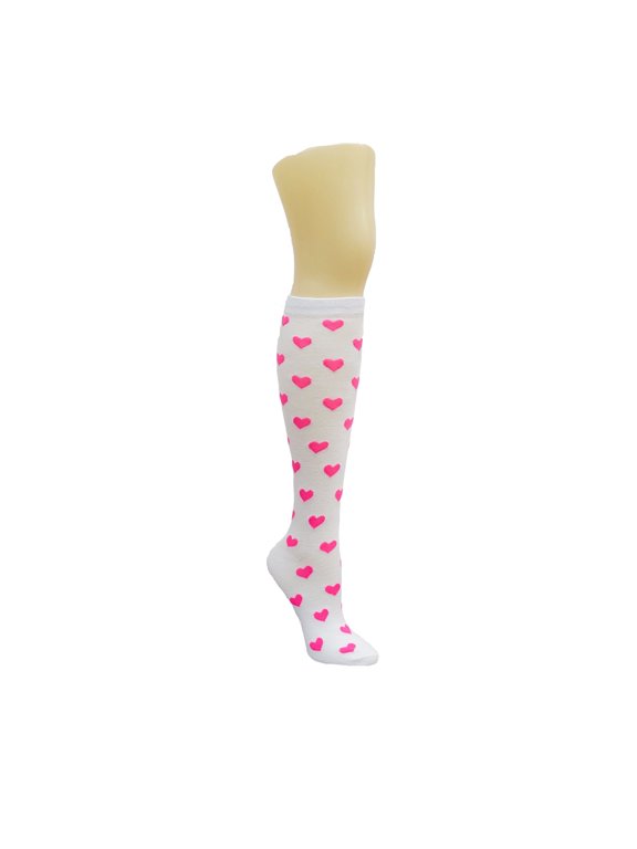 Heart Patterned Knee High Socks from the Sock Panda (Knee High) Color: White