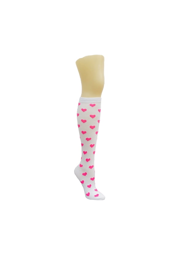 Heart Patterned Knee High Socks from the Sock Panda (Knee High) Color: White