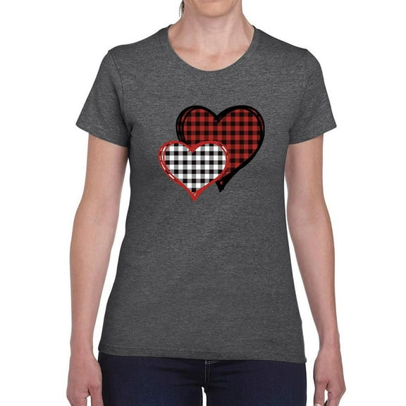 Heart Patterns T-Shirt Women -Smartprints Designs, Female 3X-Large