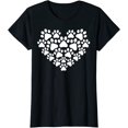 thumbnail image 1 of Heart Paw Print Dog & Cat Cat Mom & Dog Mom Women Round Neck T-Shirt, 1 of 3