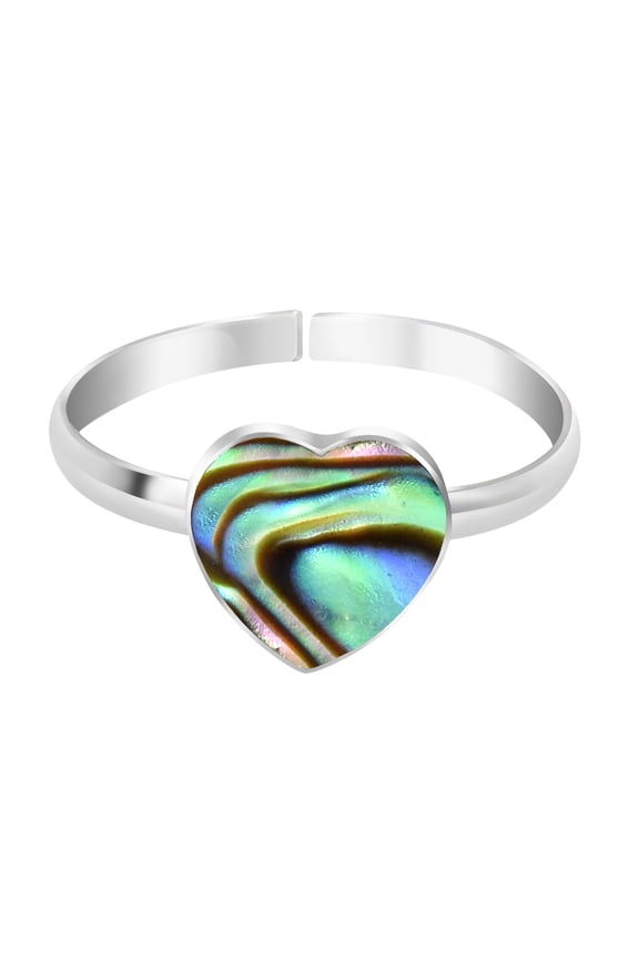 Heart Peacock Abalone Shell .925 Silver Toe/Pinky Band Ring for Female Anniversary