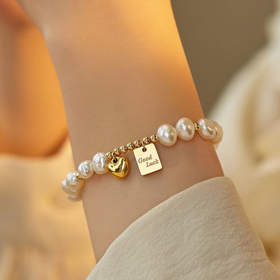 Heart Pearl Bracelet for Women - INS Niche Luxury 2024 New Irregular Design Elegant Heart Jewelry