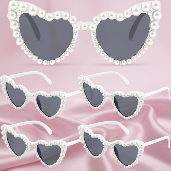 Heart Pearl Sunglasses Bride Sunglasses for Valentine Wedding Vintage Love Heart Sun Glasses