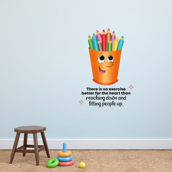 Heart Pencil Pencils School Quote Cartoon Quotes Decors Wall Sticker Art Design Decal for Girls Boys Kids Room Bedroom Nursery Kindergarten Home Decor Stickers Wall Art Vinyl Decoration (20x12 inch)