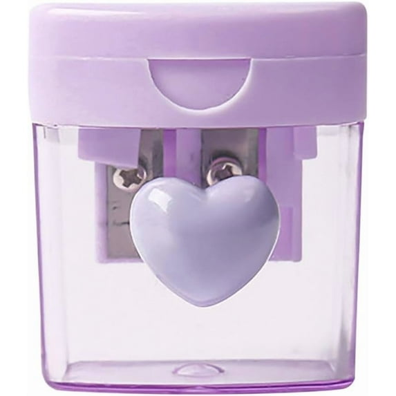 Heart Pencil Sharpeners Bulk Colored Pencil Sharpener Handheld Small Cute Pencil Sharpener Manual Green Pencil Sharpeners with Cover 2 Holes for Students Classroom Office Supplies