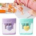 thumbnail image 1 of Heart Pencil Sharpeners Bulk Colored Pencil Sharpener Handheld Small Cute Pencil Sharpener Manual Green Purple Pink Pencil Sharpeners with Cover 2 Holes for Students Classroom Office Supplies, 1 of 5