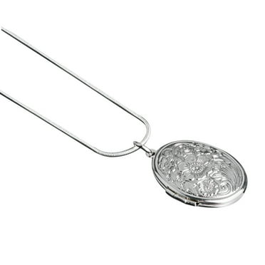 Heart Pendant Fashion 925 Sterling Silver Rose Round Locket Necklace Box Snake Chain Jewelry