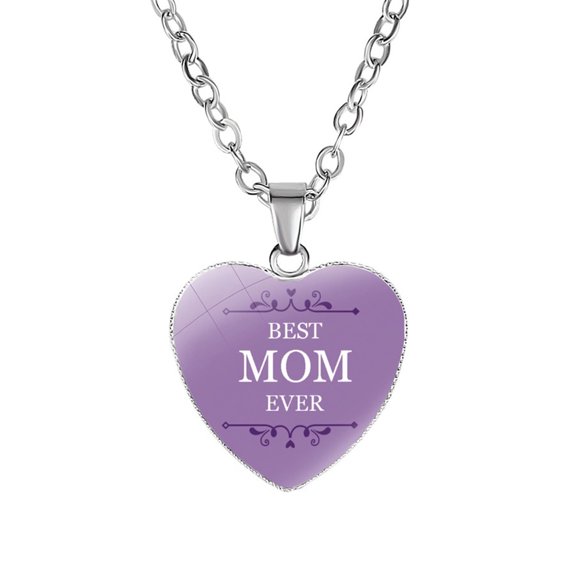 Heart Pendant Necklace Engraved With MOM Mother Plot Gift Love Accessories
