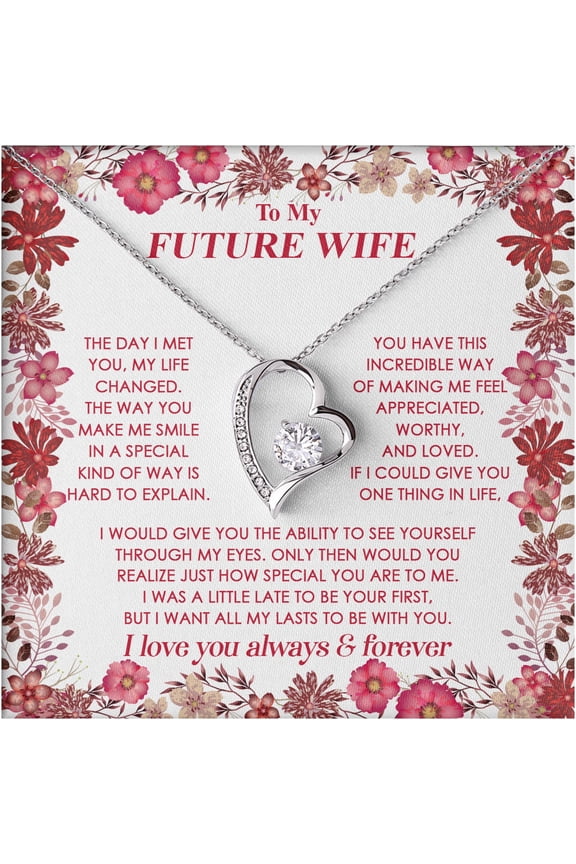 Heart Pendant Necklace for Future Wife – Sterling Silver Women Jewelry with Romantic Message Card, Proposal Gift for Fiancée, Wedding Day Present, Anniversary or Valentine’s Keepsake