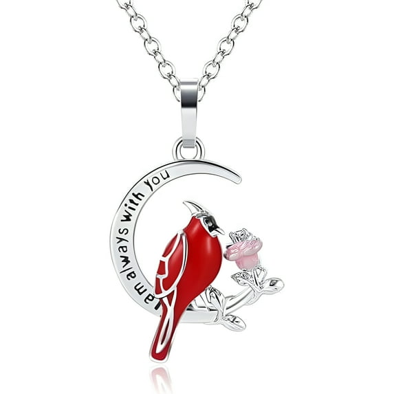 Heart Pendant Necklace Gift for Loved One, Red Cardinal Special Jewelry for Women, Mother’s Day Gifts for Mom, Wife, Aunt, Grandma.