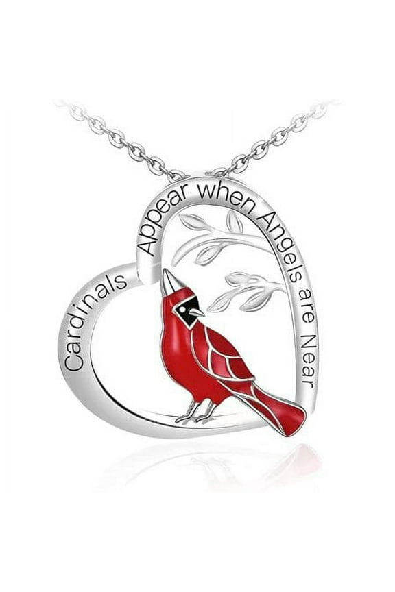 Heart Pendant Necklace Gift for Loved One, Red Cardinal Special Jewelry for Women, Mother’s Day Gifts for Mom, Wife, Aunt, Grandma.