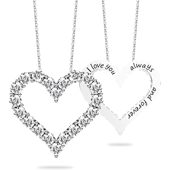 Heart Pendant Necklace for Her Moissanite Jewelry for Women I Love You Sterling Silver Gifts for Wife Girlfriend Mom Daughter Wedding Anniversary Birthday Christmas Mothers Valentines Day Classic