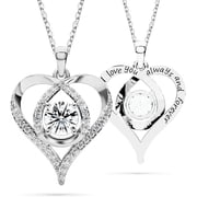 Heart Pendant Necklace for Her Moissanite Lab-Created Gem Jewelry for Women I Love You S925 Sterling Silver Gifts to Wife Girlfriend Mom Daughter Anniversary Birthday Christmas Valentines Day Petite