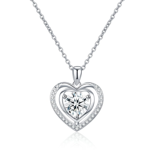 Heart Pendant Necklace for Women , 1CT Moissanite I Love You ,Silver Pendant Jewelry , Anniversary Birthday Christmas Valentine Gifts for Wife, Girlfriend, Daughter, Mom