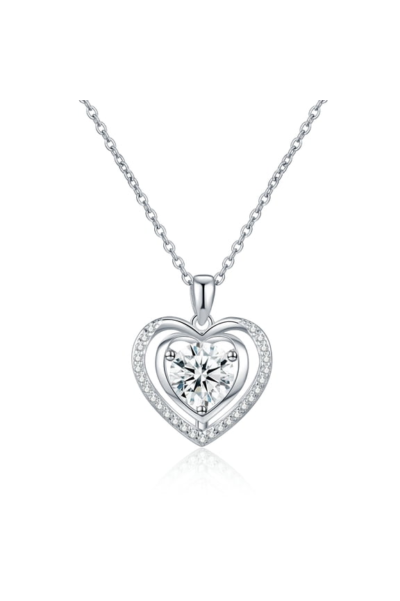 Heart Pendant Necklace for Women , 2CT Moissanite I Love You ,Silver Pendant Jewelry , Anniversary Birthday Christmas Valentine Gifts for Wife, Girlfriend, Daughter, Mom