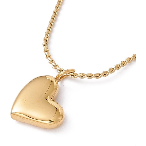 Heart Pendant Necklace with Twist Rope Chains Ion Plating(IP) 304 Stainless Steel Jewelry for Women Golden 15.75 inch(40cm)