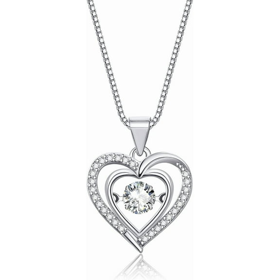 Heart Pendant Necklaces for Women 14K Rose Gold Plated with Birthstone Zirconia,Christmas Birthday Anniversary Jewelry Gift for Women Wife Her 18+2 inch