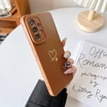thumbnail image 1 of Heart Phone Case for Samsung Galaxy A53 5G,Samsung Galaxy A53 5G Case with Gold Plated Heart Pattern for Women Girls,Luxury Cute Side Soft Liquid Silicone Shockproof TPU Protective Case,Brown, 1 of 6