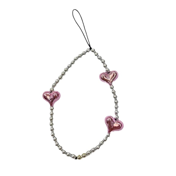 Heart Phone Strap Crystal Heart Phone Lanyard Keychain Phone Lanyard Keyring Sweet Phone Chain Girl