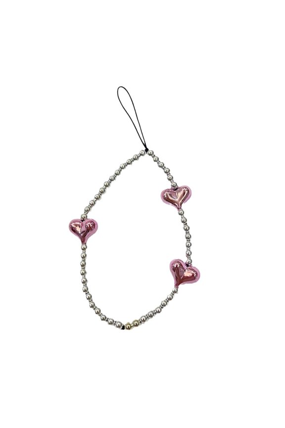 Heart Phone Strap Crystal Heart Phone Lanyard Keychain Phone Lanyard Keyring Sweet Phone Chain Girl