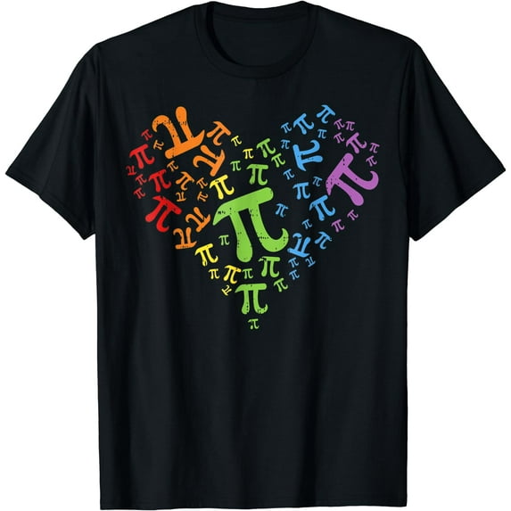 Heart Pi Day Funny Graphic Math Teacher for Women Kids Men T-Shirt Black 2X-Large
