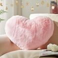 thumbnail image 1 of Heart Pillow, Pink Heart Pillows, Love Pillow Gifts, 14X17 Inch Large Heart Shaped Pillows, Faux Rabbit Fur Coquette Room Decor Throw Pillows, Living, Bedroom, Indoor Outdoor, 1 of 9