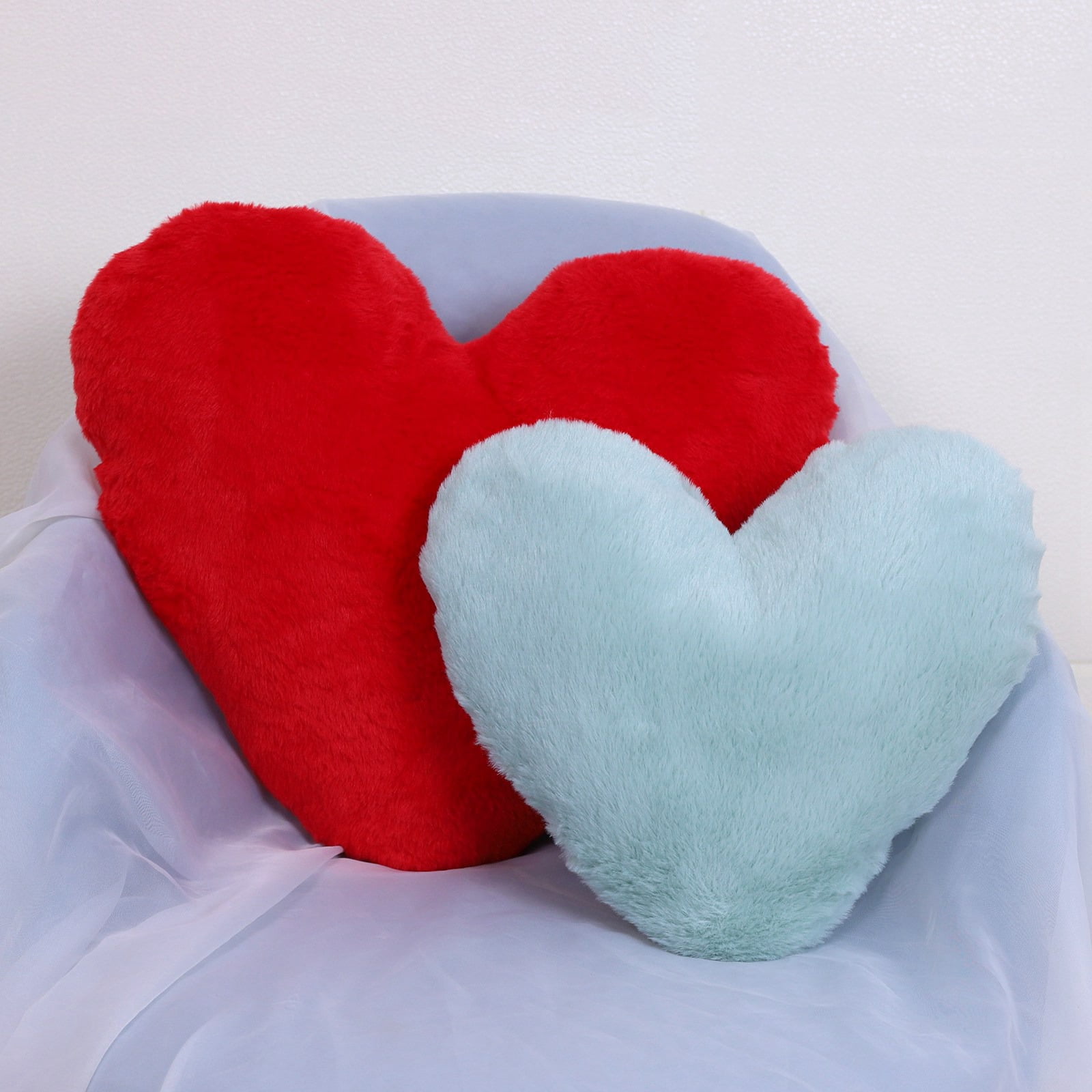 Heart Pillow for Valentine's Day, Shaggy Heart Shaped Pillows