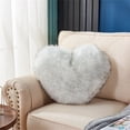 thumbnail image 1 of Heart Pillow,Valentines Day Pillows,Fur Heart Decorative Pillows,Heart Shaped Throw Pillow for Bed,Soft Fluffy Decorative Cushion for Chair Sofa Living Room,Plush Pillow Home Decor(White-gray), 1 of 6