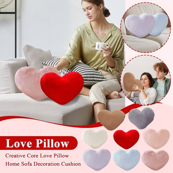 Heart Pillow with Soft Plush, Cozy Throw Pillow for Living Room Decor, Gift for Her, 1 Count