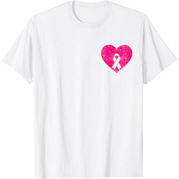 Heart Pink Breast Cancer Awareness Women Warrior T-Shirt100% pure cotton white short-sleeved T-shirts for men and women