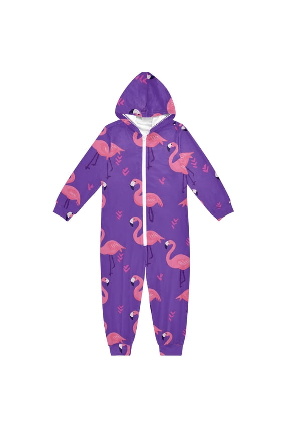 Heart Pink Flamingos One Piece Pajamas Soft Jumpsuit Cozy Sleep and Play Romper Zipper and Pockets 4T