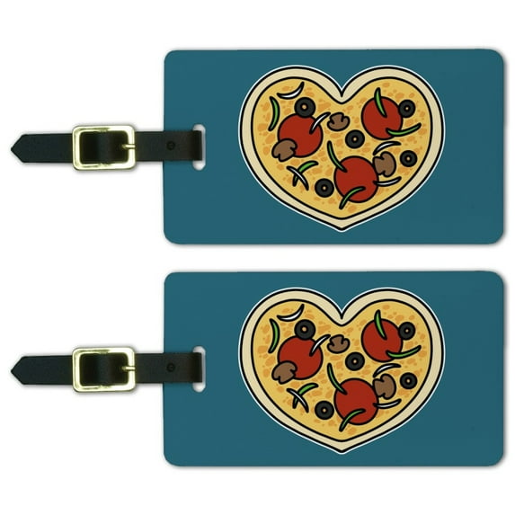Heart Pizza Pie Love Luggage ID Tags Suitcase Carry-On Cards - Set of 2