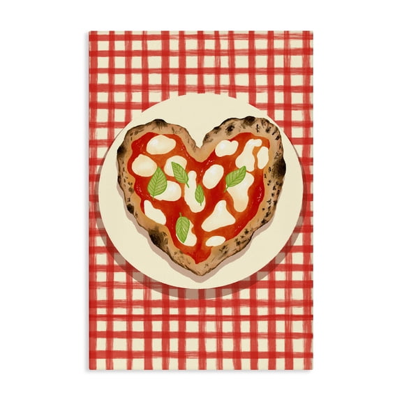 Stupell Industries Heart Pizza on Red Check Canvas Wall Art, design by Florentina Dolci, 45 x 30